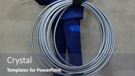  Presentation with water pipes - Slide set with plumber-installing-plastic-pipes-doing background and a ocean colored foreground