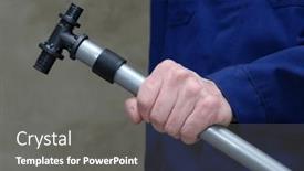  Presentation with systems - PPT theme having plumber-installing-plastic-pipes-doing background and a gray colored foreground