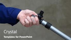  Presentation with water pipes - Slide deck with plumber-installing-plastic-pipes-doing background and a gray colored foreground