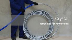  Presentation with water pipes - PPT theme enhanced with plumber-installing-plastic-pipes-doing background and a gray colored foreground