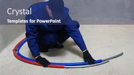  Presentation with systems - Presentation theme featuring plumber-installing-plastic-pipes-doing background and a ocean colored foreground