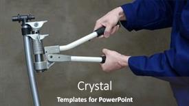  Presentation with water pipes - Presentation design consisting of plumber-installing-plastic-pipes-doing background and a dark gray colored foreground