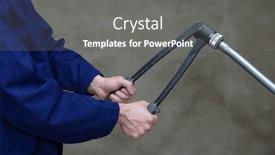  Presentation with water pipes - Slides having plumber-installing-plastic-pipes-doing background and a gray colored foreground