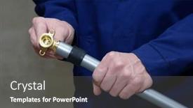  Presentation with water pipes - PPT layouts having plumber-installing-plastic-pipes-doing background and a dark gray colored foreground