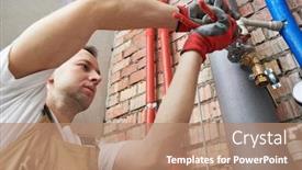  Presentation with water meter - Amazing presentation theme having plumber-installing-water-equipment-meter backdrop and a coral colored foreground