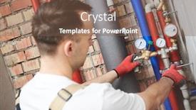  Presentation with water meter - Theme with plumber-installing-water-equipment-meter background and a violet colored foreground