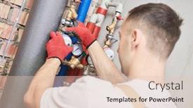  Presentation with water meter - Presentation consisting of plumber-installing-water-equipment-meter background and a lemonade colored foreground