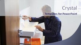  Presentation with plumber - Audience pleasing presentation consisting of plumber mending sink tap in bathroom backdrop and a sky blue colored foreground