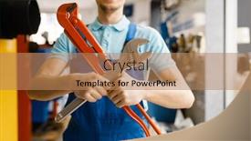  Presentation with pipe - Slides with plumber-poses-with-pipe-wrenches background and a coral colored foreground