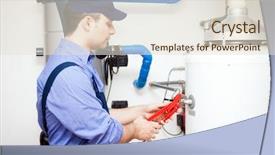  Presentation with save water shower head - Slide deck consisting of low angle view of a background and a tawny brown colored foreground.