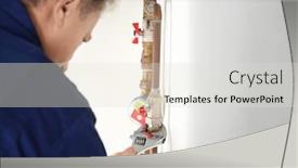  Presentation with pipe - Colorful PPT theme enhanced with plumber-repairing-pipe-indoors backdrop and a light gray colored foreground