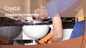  Presentation with pipe - Cool new slides with plumber repairing sink pipe backdrop and a coral colored foreground