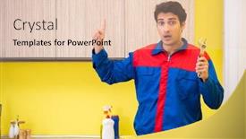  Presentation with plumber - Beautiful slide deck featuring plumber-repairing-tap-at-kitchen backdrop and a lemonade colored foreground