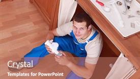  Presentation with plumber - Beautiful theme featuring plumber sat working backdrop and a coral colored foreground