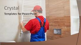  Presentation with handyman service - Theme enhanced with plumber-service-handyman-installing-heating background and a soft green colored foreground