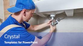  Presentation with wash - Audience pleasing PPT theme consisting of plumber service wash basin siphon backdrop and a teal colored foreground