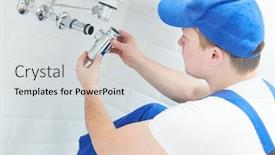  Presentation with wash - Beautiful slide set featuring plumber-service-wash-basin-siphon backdrop and a light gray colored foreground