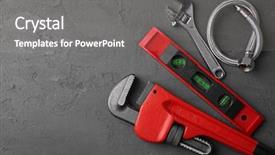  Presentation with concrete - PPT theme enhanced with plumber tools on concrete structure background and a gray colored foreground