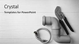  Presentation with plumber - Amazing presentation theme having plumber tools on white wooden background backdrop and a white colored foreground