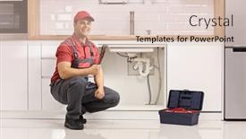  Presentation with kneeling - Colorful presentation theme enhanced with plumber-with-a-tool-box backdrop and a lemonade colored foreground