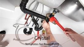  Presentation with clogged - PPT theme enhanced with plumber with a wrench clog background and a coral colored foreground