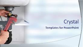  Presentation with clogged - Cool new slide deck with plumber with a wrench clog backdrop and a sky blue colored foreground