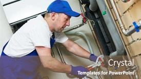  Presentation with plumber - Amazing slide set having warm water underfloor heating system backdrop and a violet colored foreground