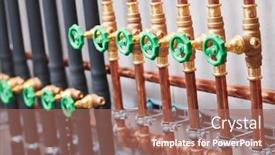  Presentation with plumbing - Colorful presentation theme enhanced with plumbing-service-copper-pipeline backdrop and a coral colored foreground