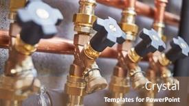  Presentation with pipeline - Colorful presentation enhanced with plumbing-service-copper-pipeline backdrop and a tawny brown colored foreground