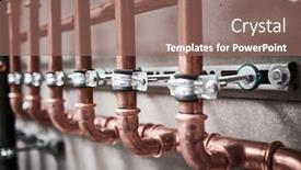  Presentation with plumbing - PPT theme consisting of plumbing-service-copper-pipeline background and a violet colored foreground