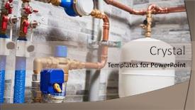  Presentation with pipeline - Beautiful presentation design featuring plumbing-service-copper-pipeline backdrop and a coral colored foreground