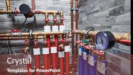  Presentation with pipeline - Beautiful PPT theme featuring plumbing-service-copper-pipeline backdrop and a tawny brown colored foreground