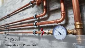 Presentation with plumbing - Audience pleasing slides consisting of plumbing-service-copper-pipeline backdrop and a light gray colored foreground