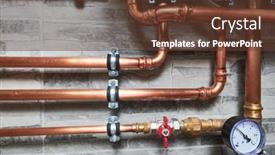  Presentation with copper - PPT theme featuring plumbing-service-copper-pipeline background and a tawny brown colored foreground