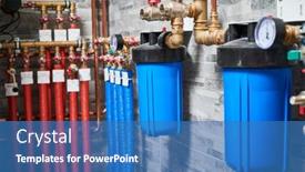  Presentation with pipeline - PPT theme enhanced with plumbing-service-copper-pipeline background and a teal colored foreground