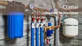  Presentation with plumbing - Amazing slide deck having plumbing-service-copper-pipeline backdrop and a gray colored foreground