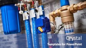  Presentation with plumbing - Amazing theme having plumbing-service-pipeline-with-filtraters backdrop and a ocean colored foreground