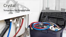  Presentation with plumber - Cool new presentation with plumbing services - bath and plumber tools backdrop and a white colored foreground