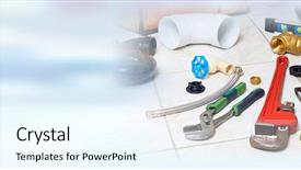  Presentation with plumbing - Amazing theme having plumbing tools background backdrop and a cool aqua colored foreground