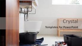  Presentation with plumbing - PPT theme enhanced with plumbing-tools-in-bathroom-ready background and a light gray colored foreground