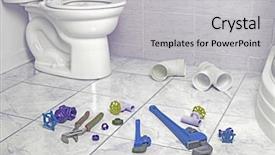  Presentation with plumbing - Slide set with plumbing tools in the bathroom background and a  colored foreground