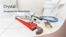  Presentation with plumbing - Colorful slide deck enhanced with plumbing tools in the bathroom backdrop and a white colored foreground