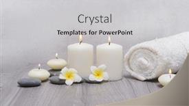  Presentation with wood gray - Cool new PPT layouts with plumeria-flowers-candles-and-gray backdrop and a light gray colored foreground