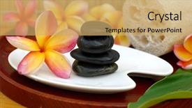  Presentation with plumeria - Cool new presentation design with plumeria stones and other spa accessories backdrop and a yellow colored foreground
