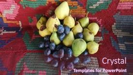  Presentation with folklore - Cool new PPT layouts with plums-and-pears backdrop and a tawny brown colored foreground