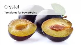  Presentation with stevia leaf - Slide deck consisting of plums with leaf in closeup background and a  colored foreground