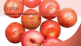  Presentation with fruit - Beautiful presentation theme featuring pluot-plum-fruit-isolated backdrop and a coral colored foreground