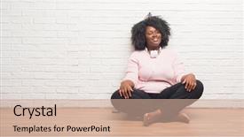  Presentation with african american seniors - PPT layouts featuring plus - young african american woman sitting background and a coral colored foreground