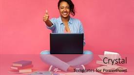  Presentation with african american high school - Beautiful presentation design featuring showing thumbs up over pink backdrop and a coral colored foreground