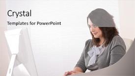  Presentation with woman office desk - PPT layouts with  background and a  colored foreground